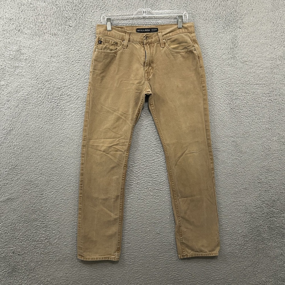 Big Star Jeans Mens 32x32 Beige Pants Slim Fit Straight Cotton Five Pocket Adult